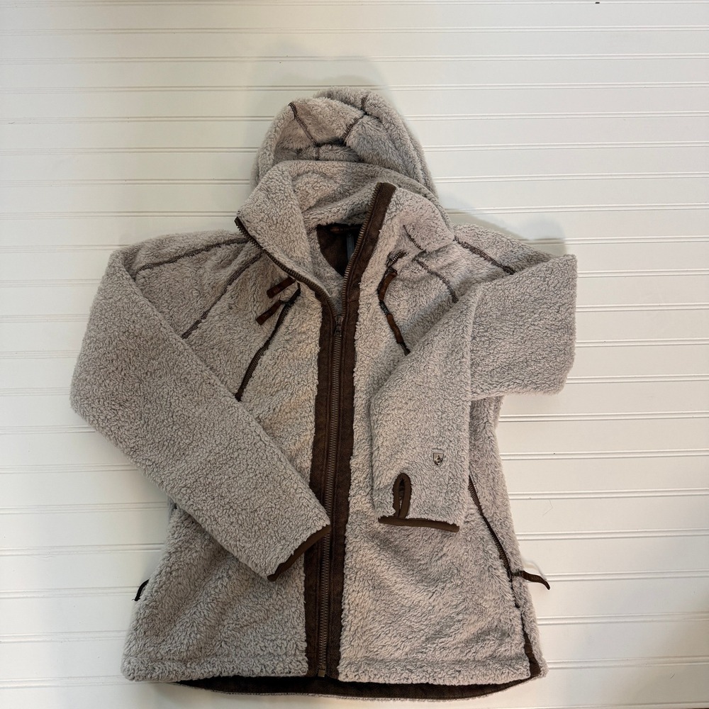 Kühl Flight Fleece Jacket Women Medium Cream Sherpa Detachable Hood 2015